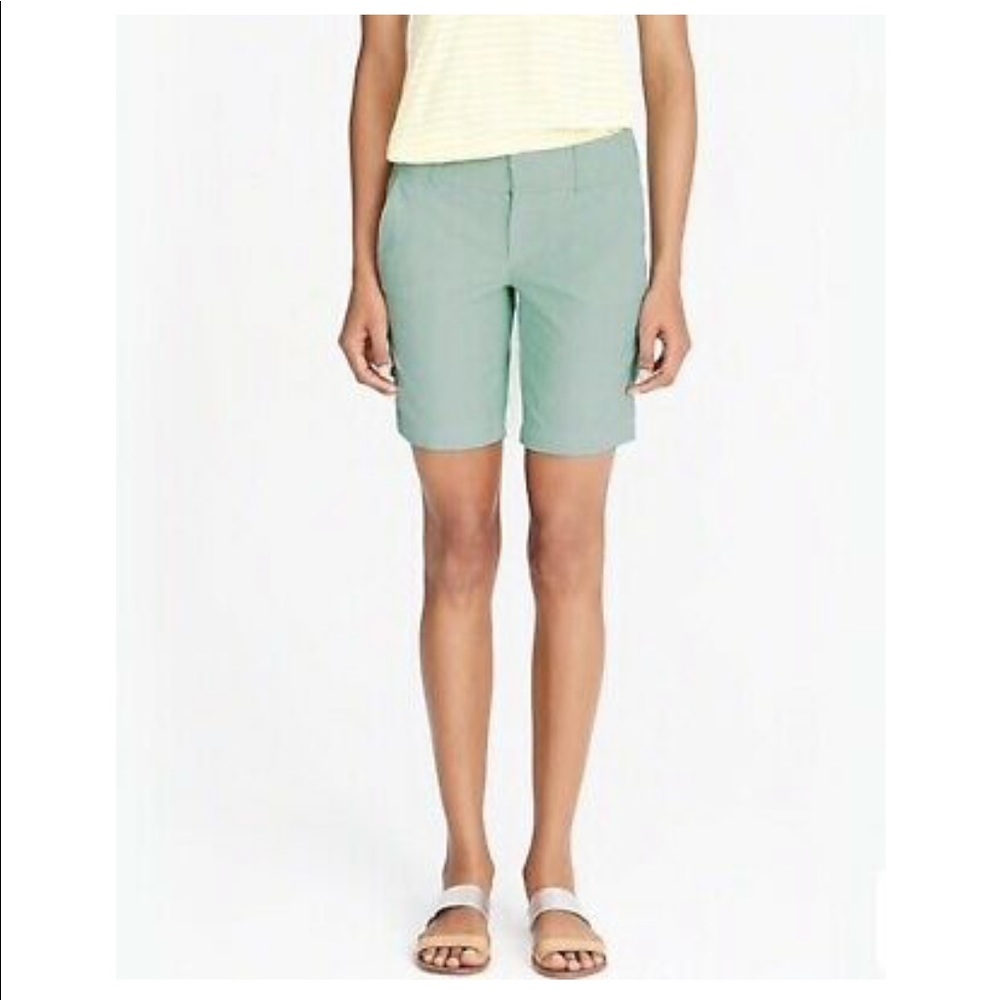 NWOT JCrew 9" Green Oxford Frankie Shorts - Sz 8